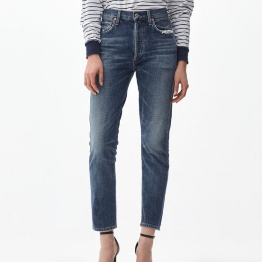 Citizens of Humanity Women’s Liya High Rise Classic Fit Crop Jeans in Blue SZ 25